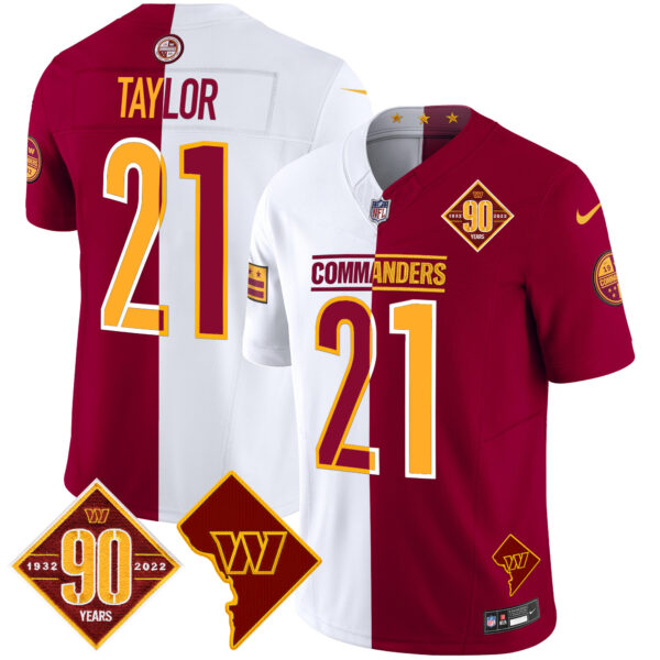 Men's Washington Commanders 90th Anniversary & Home Patch Vapor Limited Jersey - All Stitched - Image 41