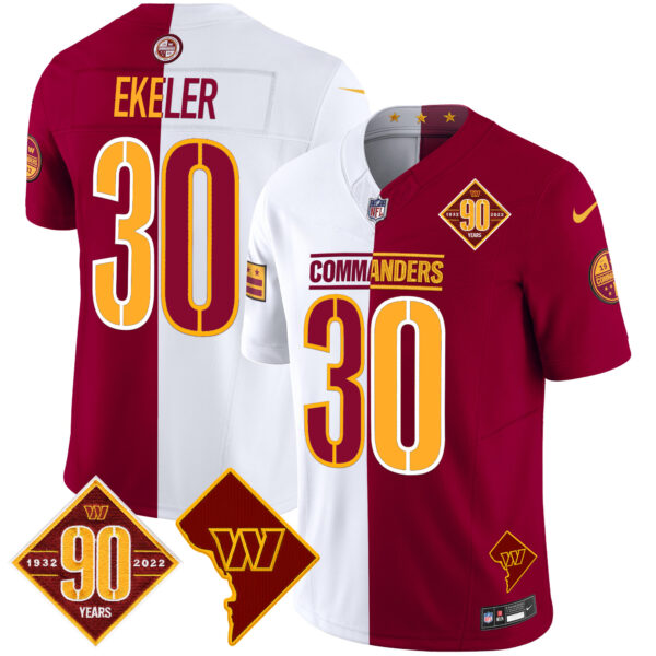 Men's Washington Commanders 90th Anniversary & Home Patch Vapor Limited Jersey - All Stitched - Image 38