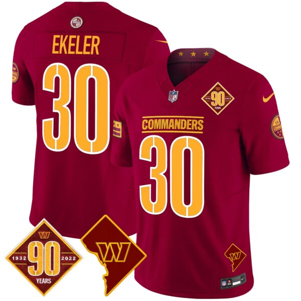 Men's Washington Commanders 90th Anniversary & Home Patch Vapor Limited Jersey - All Stitched - Image 24