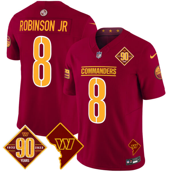 Men's Washington Commanders 90th Anniversary & Home Patch Vapor Limited Jersey - All Stitched - Image 23