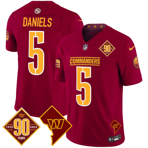 Men's Washington Commanders 90th Anniversary & Home Patch Vapor Limited Jersey - All Stitched - Image 22