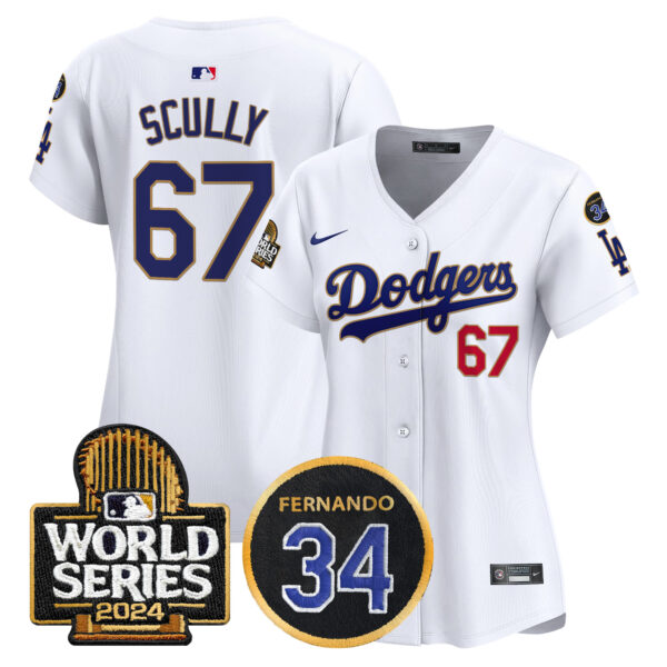 Women's Dodgers Fernando Memorial & 2024 World Series Patch Vapor Premier Limited Jersey - All Stitched - Image 26