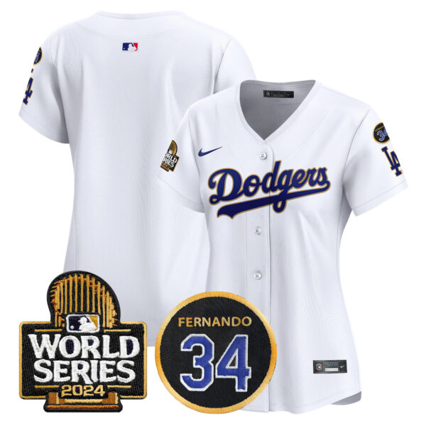 Women's Dodgers Fernando Memorial & 2024 World Series Patch Vapor Premier Limited Jersey - All Stitched - Image 30