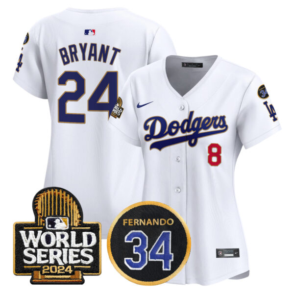 Women's Dodgers Fernando Memorial & 2024 World Series Patch Vapor Premier Limited Jersey - All Stitched - Image 25