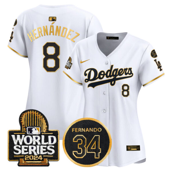 Women's Dodgers Fernando Memorial & 2024 World Series Patch Vapor Premier Limited Jersey - All Stitched - Image 17