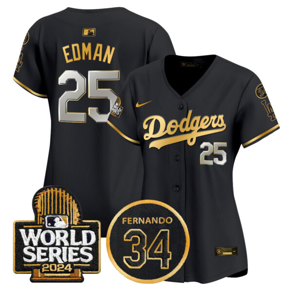Women's Dodgers Fernando Memorial & 2024 World Series Patch Vapor Premier Limited Jersey - All Stitched - Image 9