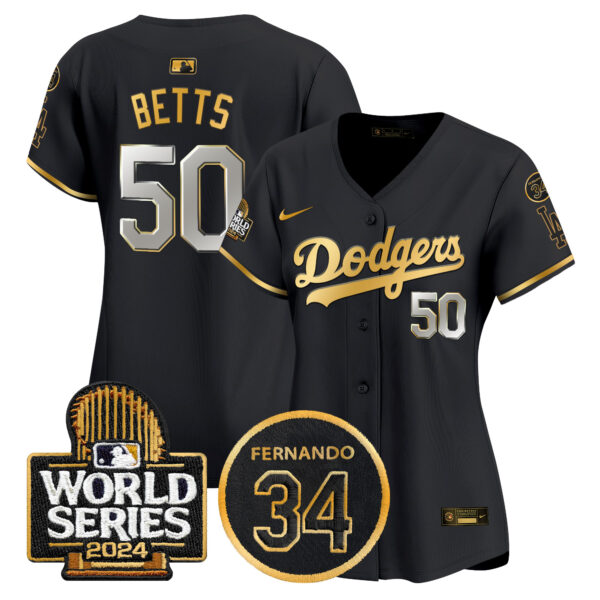 Women's Dodgers Fernando Memorial & 2024 World Series Patch Vapor Premier Limited Jersey - All Stitched - Image 4