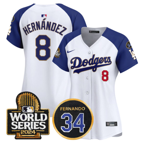 Women's Dodgers Fernando Memorial & 2024 World Series Patch Vapor Premier Limited Jersey - All Stitched - Image 47