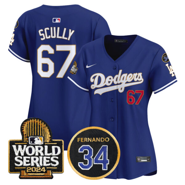 Women's Dodgers Fernando Memorial & 2024 World Series Patch Vapor Premier Limited Jersey - All Stitched - Image 36