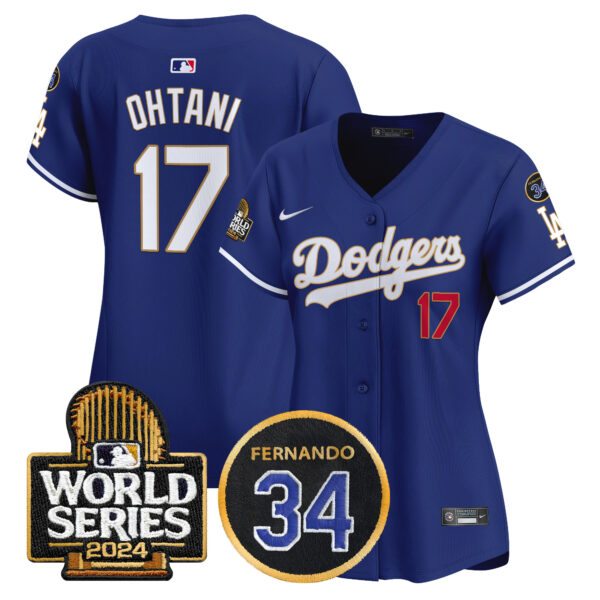 Women's Dodgers Fernando Memorial & 2024 World Series Patch Vapor Premier Limited Jersey - All Stitched - Image 32