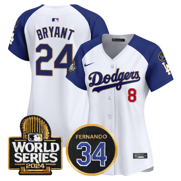 Women's Dodgers Fernando Memorial & 2024 World Series Patch Vapor Premier Limited Jersey - All Stitched - Image 45