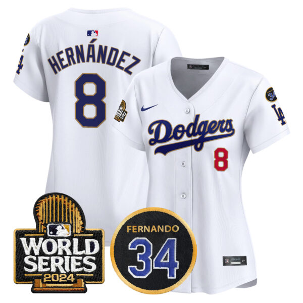 Women's Dodgers Fernando Memorial & 2024 World Series Patch Vapor Premier Limited Jersey - All Stitched - Image 27
