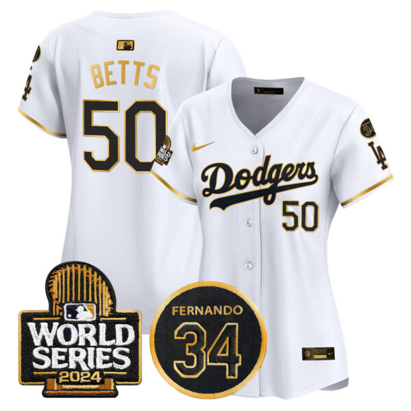 Women's Dodgers Fernando Memorial & 2024 World Series Patch Vapor Premier Limited Jersey - All Stitched - Image 14