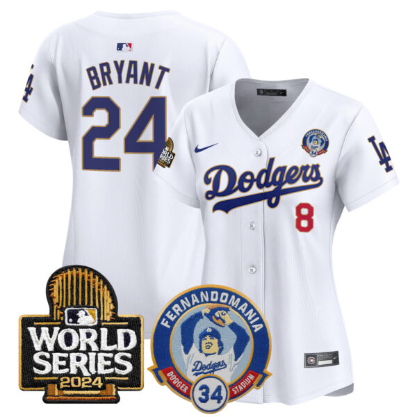Women's Dodgers Fernando Valenzuela & 2024 World Series Patch Vapor Premier Limited Jersey - All Stitched - Image 25