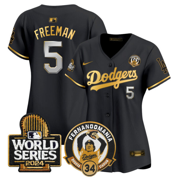Women's Dodgers Fernando Valenzuela & 2024 World Series Patch Vapor Premier Limited Jersey - All Stitched - Image 3