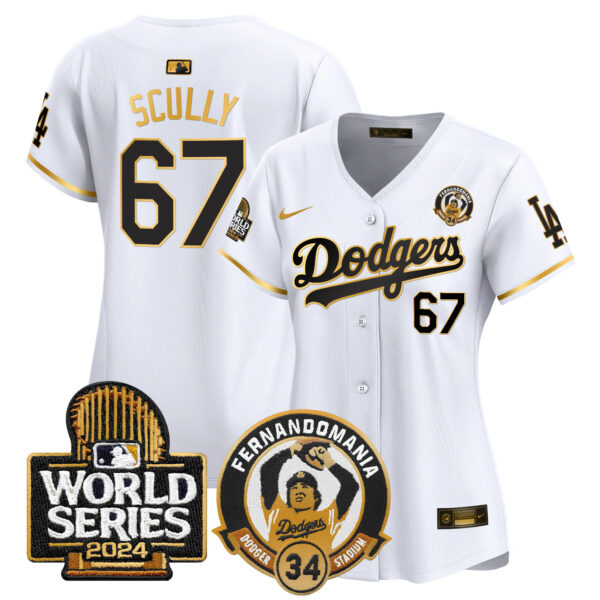 Women's Dodgers Fernando Valenzuela & 2024 World Series Patch Vapor Premier Limited Jersey - All Stitched - Image 16