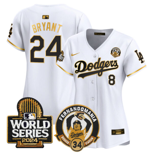 Women's Dodgers Fernando Valenzuela & 2024 World Series Patch Vapor Premier Limited Jersey - All Stitched - Image 15