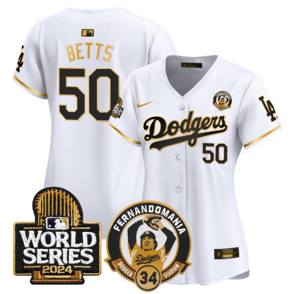 Women's Dodgers Fernando Valenzuela & 2024 World Series Patch Vapor Premier Limited Jersey - All Stitched - Image 14
