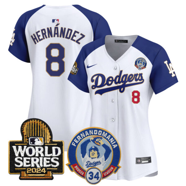 Women's Dodgers Fernando Valenzuela & 2024 World Series Patch Vapor Premier Limited Jersey - All Stitched - Image 47