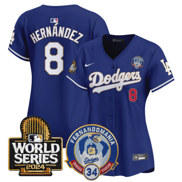 Women's Dodgers Fernando Valenzuela & 2024 World Series Patch Vapor Premier Limited Jersey - All Stitched - Image 37