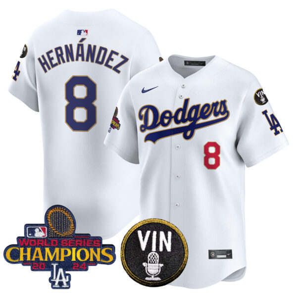 Men's Dodgers 2024 World Series Champions Gold Trim Vapor Premier Limited Jersey V3 - All Stitched - Image 27