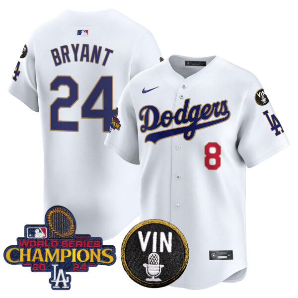 Men's Dodgers 2024 World Series Champions Gold Trim Vapor Premier Limited Jersey V3 - All Stitched - Image 25