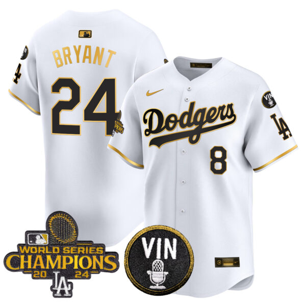 Men's Dodgers 2024 World Series Champions Gold Trim Vapor Premier Limited Jersey V3 - All Stitched - Image 15