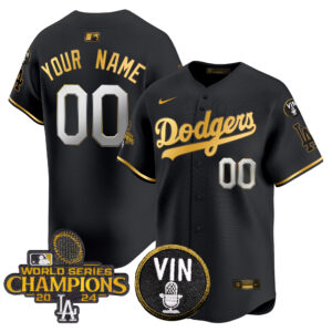 Dodgers 2024 World Series Champions Gold Trim Vapor Premier Limited Custom Jersey V3 - All Stitched