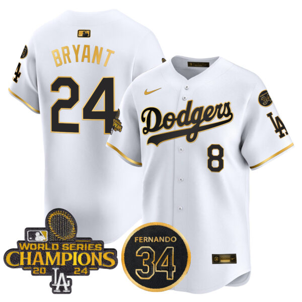 Men's Dodgers 2024 World Series Champions Gold Trim Vapor Premier Limited Jersey V2 - All Stitched - Image 15