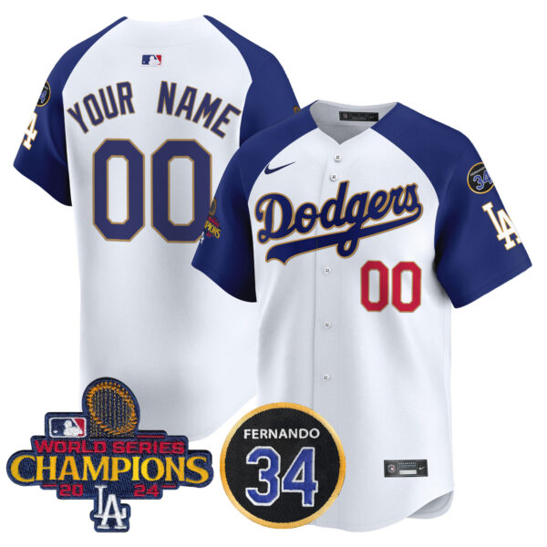Dodgers 2024 World Series Champions Gold Trim Vapor Premier Limited Custom Jersey V2 - All Stitched - Image 5