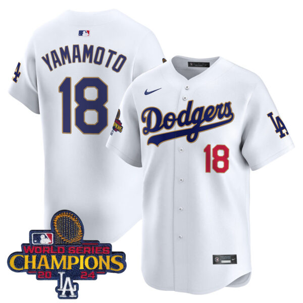 Men's Dodgers 2024 World Series Champions Gold Trim Vapor Premier Limited Jersey - All Stitched - Image 28