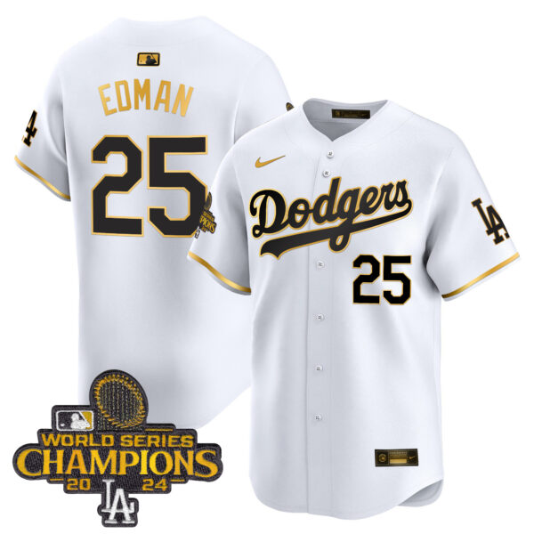 Men's Dodgers 2024 World Series Champions Gold Trim Vapor Premier Limited Jersey - All Stitched - Image 19