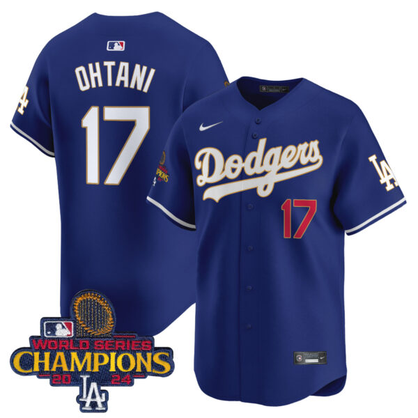 Men's Dodgers 2024 World Series Champions Gold Trim Vapor Premier Limited Jersey - All Stitched - Image 32