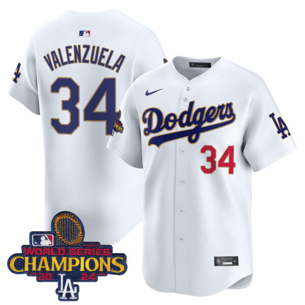 Men's Dodgers 2024 World Series Champions Gold Trim Vapor Premier Limited Jersey - All Stitched - Image 21