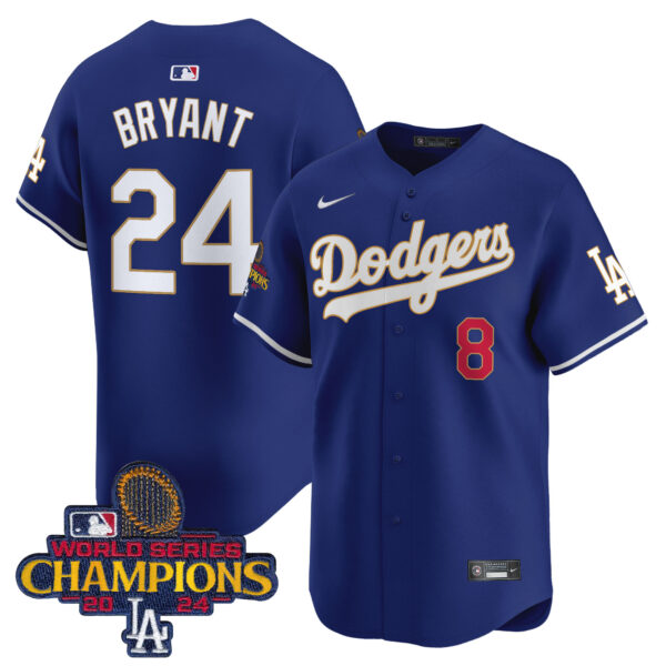 Men's Dodgers 2024 World Series Champions Gold Trim Vapor Premier Limited Jersey - All Stitched - Image 35