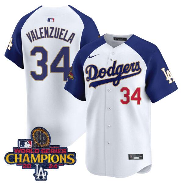 Men's Dodgers 2024 World Series Champions Gold Trim Vapor Premier Limited Jersey - All Stitched - Image 41