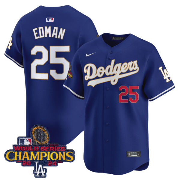 Men's Dodgers 2024 World Series Champions Gold Trim Vapor Premier Limited Jersey - All Stitched - Image 39