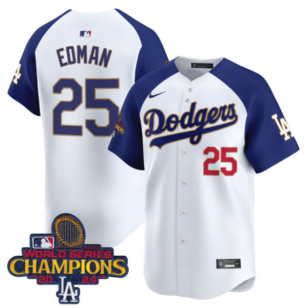 Men's Dodgers 2024 World Series Champions Gold Trim Vapor Premier Limited Jersey - All Stitched - Image 49