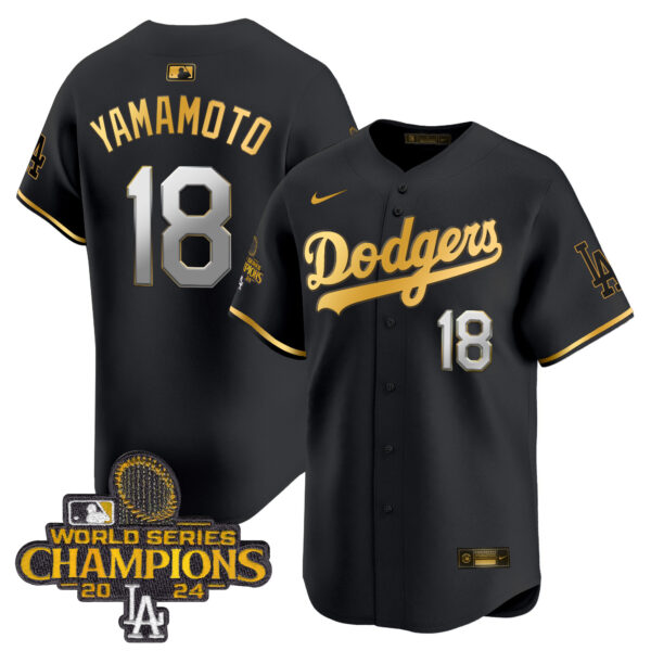 Men's Dodgers 2024 World Series Champions Gold Trim Vapor Premier Limited Jersey - All Stitched - Image 8