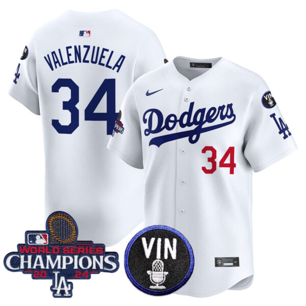 Men's Dodgers 2024 World Series Champions Patch Vapor Premier Limited Jersey V3 - All Stitched