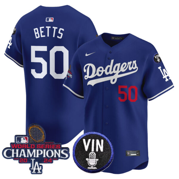 Men's Dodgers 2024 World Series Champions Patch Vapor Premier Limited Jersey V3 - All Stitched - Image 14