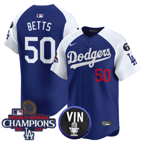 Men's Dodgers 2024 World Series Champions Patch Vapor Premier Limited Jersey V3 - All Stitched - Image 34