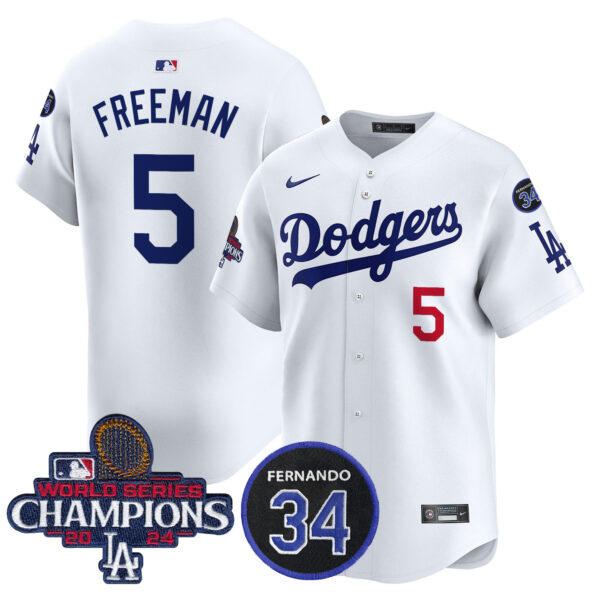 Men's Dodgers 2024 World Series Champions Patch Vapor Premier Limited Jersey V2 - All Stitched - Image 3