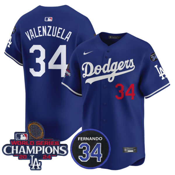 Men's Dodgers 2024 World Series Champions Patch Vapor Premier Limited Jersey V2 - All Stitched - Image 11