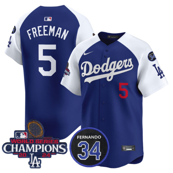 Men's Dodgers 2024 World Series Champions Patch Vapor Premier Limited Jersey V2 - All Stitched - Image 33