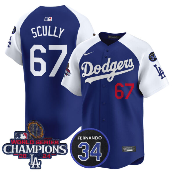 Men's Dodgers 2024 World Series Champions Patch Vapor Premier Limited Jersey V2 - All Stitched - Image 36