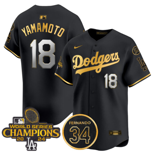 Men's Dodgers 2024 World Series Champions Patch Vapor Premier Limited Jersey V2 - All Stitched - Image 48