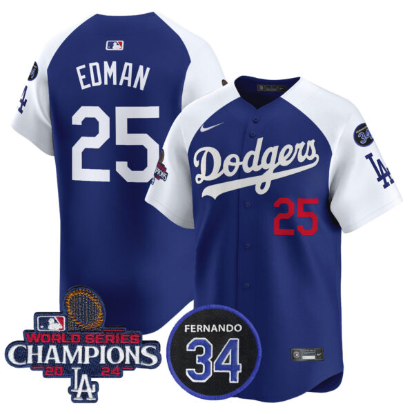 Men's Dodgers 2024 World Series Champions Patch Vapor Premier Limited Jersey V2 - All Stitched - Image 39