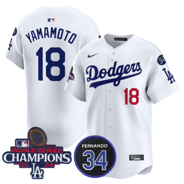 Men's Dodgers 2024 World Series Champions Patch Vapor Premier Limited Jersey V2 - All Stitched - Image 8