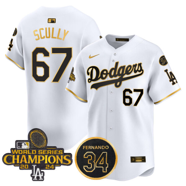 Men's Dodgers 2024 World Series Champions Patch Vapor Premier Limited Jersey V2 - All Stitched - Image 56